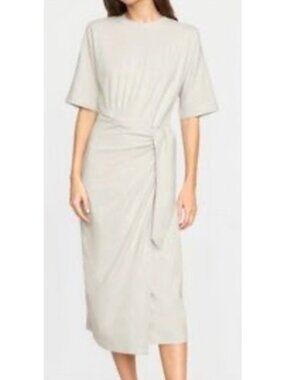 Modern Citizen Women's Medium Beige Midi Wrap Dress Organic Cotton Blend